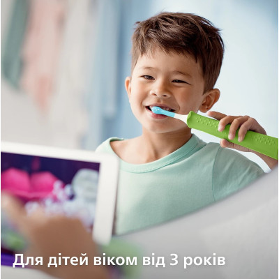 Philips Щітка зубна електр. Philips, Sonicare For Kids, 62т. колив/хв, насадок-2, світло-зелений