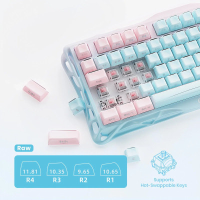 GravaStar Клавіатура механічна GravaStar Mercury K1 Lite 80keys, GravaStar x BSUN Grey, BT/WL/USB, Aurora Mist