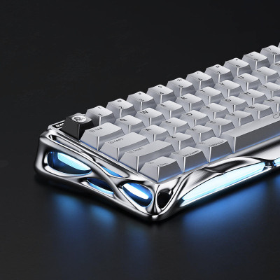 GravaStar Клавіатура магнітна Mercury V60 Pro 60keys, GravaStar Blackcore, USB-A, 8k, RGB, Chrome Silver