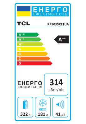 TCL Холодильник SBS, 177х92х63см, 2 дв., Х- 322л, М- 181л, A++, NF, диспенсер, нерж