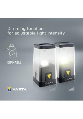 VARTA Ліхтар кемпінговий Ambiance L30RH з гібридною системою живлення акумулятор/батарейки, IP54, до 500 люмен, до 370 годин роботи, 3хАА