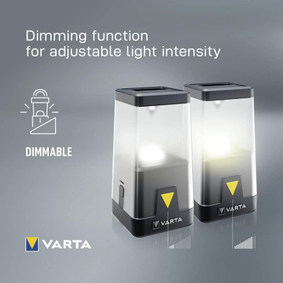 VARTA Ліхтар кемпінговий Ambiance L30RH з гібридною системою живлення акумулятор/батарейки, IP54, до 500 люмен, до 370 годин роботи, 3хАА