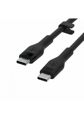 Belkin Кабель USB-C > USB-C заряджання/синхронізації, 3м, 60Вт, Type-C, силіконовий з кліпсою, чорний