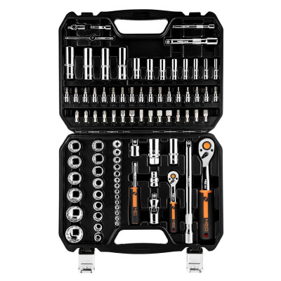 Neo Tools Набір інструментів, набір торцевих головок, 86шт, 1/2", 1/4", CrV, кейс