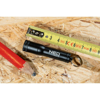 Neo Tools Ліхтар ручний на батарейках, міні, AAAх1, 100лм, алюмінієвий, 6см, 9г, IPX4