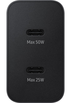 Samsung Зарядне пристрій мережевий 50Вт 2xUSB-С, кабель USB-C > USB-C, 1.8м, чорний