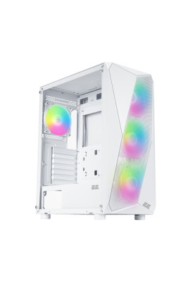 2E Gaming Корпус Aruba G3313W, без БЖ 1xUSB3.0, 2xUSB2.0, 5x120мм ARGB, VGA 300мм, LCS ready, HUB, TG Side Panel, ATX, білий