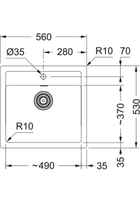 Franke Мийка кухонная Sirius тектонайт, прямокут., без крил, 560х530х200мм, чаша - 1, врізна, бежевий