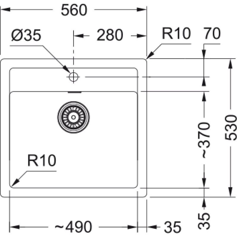 Franke Мийка кухонна Sirius тектонайт, прямокут., без крила, 560х530х200мм, чаша - 1, врізна, бежевий