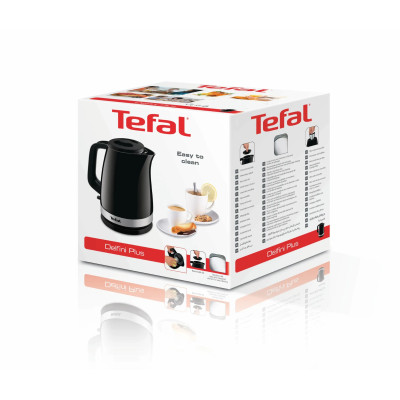 Tefal Електрочайник Delfini 1.7л, пластик, сріблясто-чорний