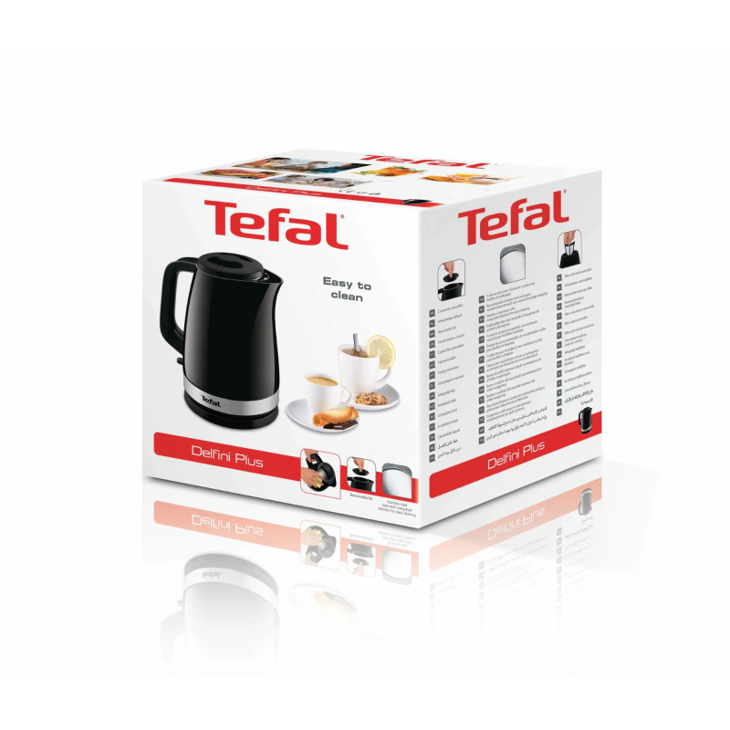 Tefal Електрочайник Delfini 1.7л, пластик, сріблясто-чорний