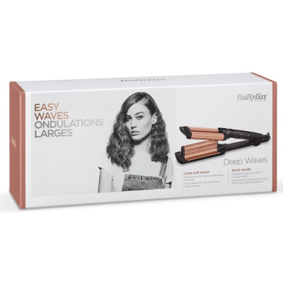 BaByliss Плойка, гофре , 85Вт, темп.режимів-3, 160-210С, природні хвилі, кераміка, турмалін , чорний BaByliss Плойка, гофре , 85Вт, темп.режимів-3, 160-210С, природні хвилі, кераміка, турмалін , чорний