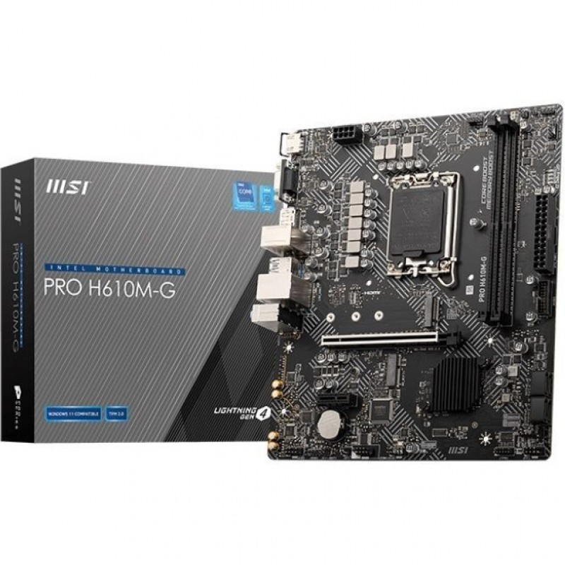 MSI Материнcька плата PRO H610M-G s1700 H610 2xDDR5 M.2 HDMI DP DSub mATX