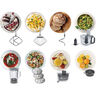 Kenwood Кухонная машина MultiOne, 1000Вт, чаша-метал, корпус-пластик, насадок-8, білий