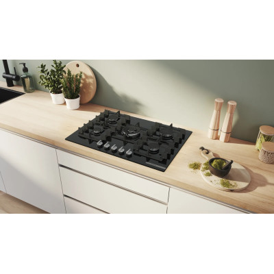 Bosch Варильна поверхня Bosch газова на склі, 75см, чавун, чорний