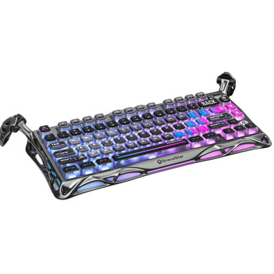 GravaStar Клавіатура механічна GravaStar K1 Pro 80keys, GravaStar x Kailh Speedy Mint, BT/WL/USB, cyberpunk
