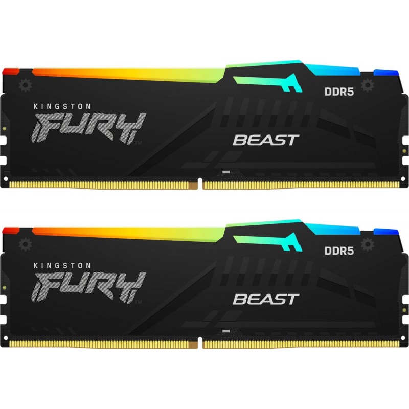 Kingston Пам'ять до ПК DDR5 5200 16GB KIT (8GBx2) FURY Beast RGB