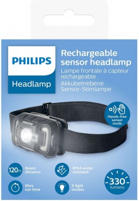 Philips Ліхтар налобний SFL2000RH, IPX4, 5 режимів роботи, 330 люмен, 120 метрів, перезаряджаємий