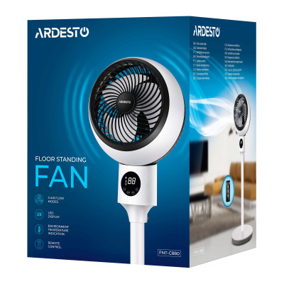 ARDESTO Вентилятор підлоговий, 50Вт, пульт ДК, дисплей, чорно-білий
