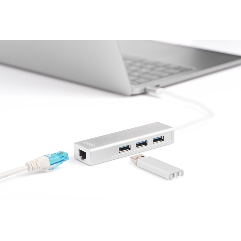 Digitus Концентратор USB-C - USB 3.0 3 Port Hub + Gigabit Ethernet