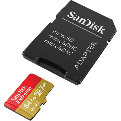 SanDisk Карта пам'яті microSD 64GB C10 UHS-I U3 R170/W80MB/s Extreme V30 + SD