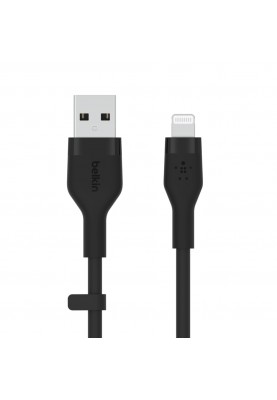 Belkin Кабель заряджання/синхронізації USB-A > Lightning, 2м, силіконовий з кліпсою, чорний