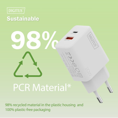 Digitus Зарядний пристрій 1хUSB-C, 1хUSB-A, 20W Digitus Зарядний пристрій 1хUSB-C, 1хUSB-A, 20W