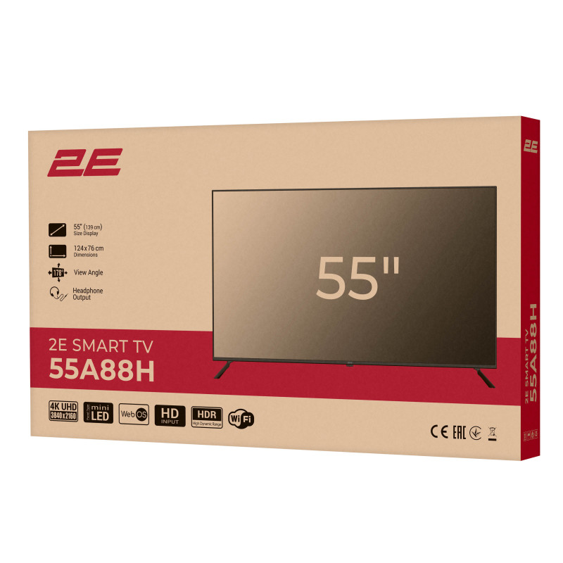 2E Телевізор 55" MiniLED 4K 60Hz Smart WebOS Black
