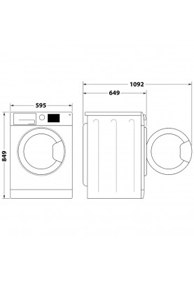 Whirlpool Сушильна машина тепловий насос, 9кг, A++, 65см, дисплей, люк чорний, білий