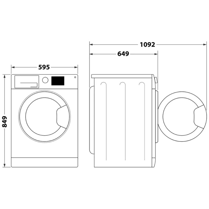 Whirlpool Сушильна машина тепловий насос, 9кг, A++, 65см, дисплей, люк чорний, білий