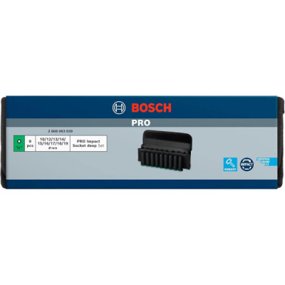 Bosch Набір ударних торцевих головок Professional Deep 9шт 1/2"