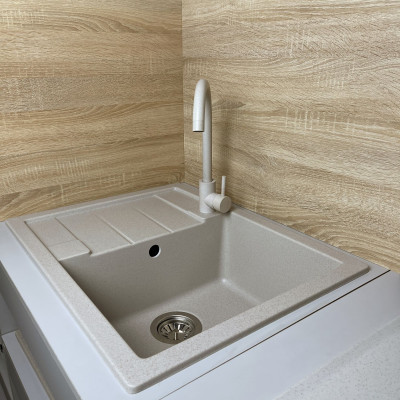 Adamant Набір кухонний Anila, штучний камінь, прямокутний, з крилом, 645х495х200мм, чаша - 1, врізна, Avena + змішувач