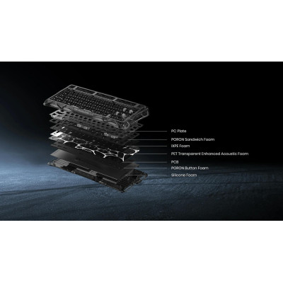 GravaStar Клавіатура механічна Mercury K1 Lite 80keys, GravaStar x BSUN Grey, BT/WL/USB, чорний
