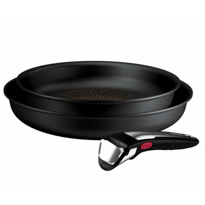 Tefal Набір посуду Tefal Ingenio Excellence+, 3 предмети, алюміній, нержавіюча сталь, бакеліт, чорний