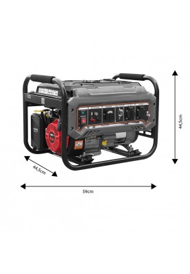 Graphite Генератор бензиновий 58G904, 2.0/2.2кВт, 1х12В та 2х230В (16А), бак 15л, 360г/кВтГ, 40 кг