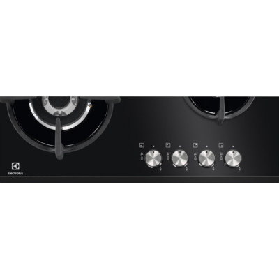 Electrolux Варильна поверхня газова на склі, 60см, чугун, чорний