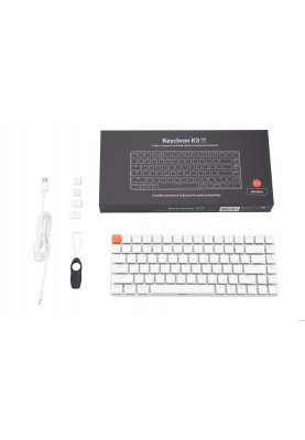 Keychron Клавіатура механічна K3 84Key, Gateron Blue, BT/USB-A, Low Profile, EN/UKR, No Led, White