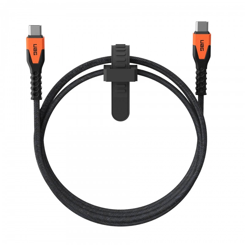 UAG Кабель USB-C > USB-C заряджання/синхронізації, 1.5м, 60Вт, Type-C, Rugged Kevlar, Black/Orange