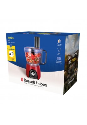 Russell Hobbs Кухонна машина Desire Red, 600Вт, чаша-пластик, корпус-пластик, насадок-4, червоний