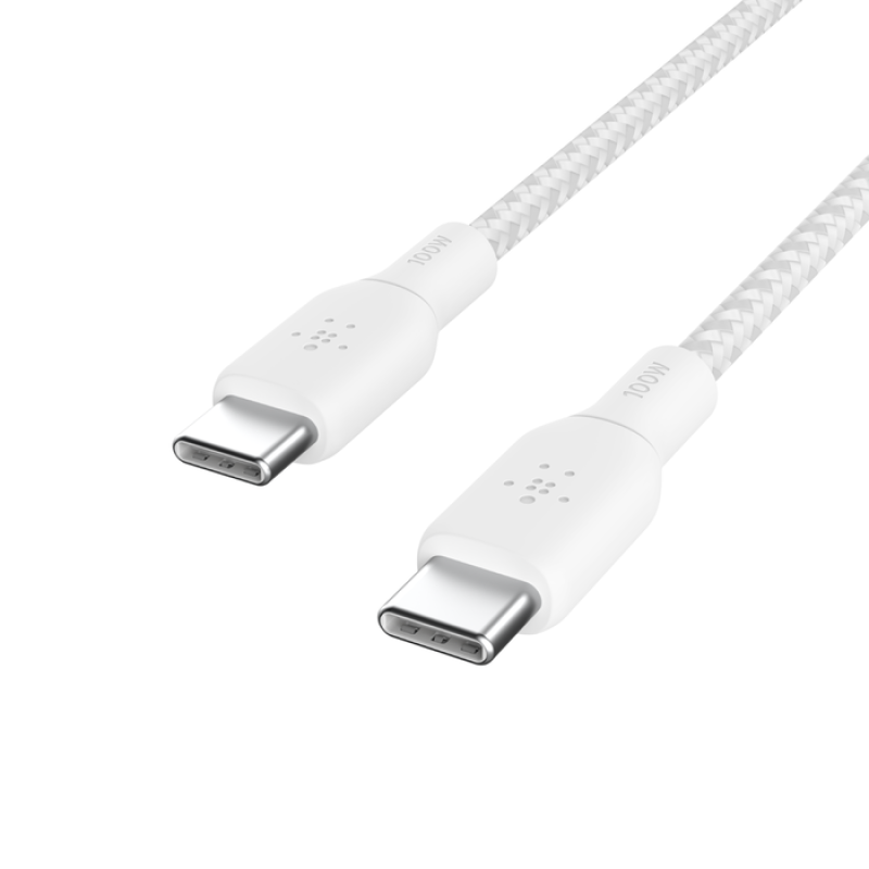 Belkin Кабель заряджання/синхронізації USB-С > USB-С 3м, 100Вт, плетений, білий