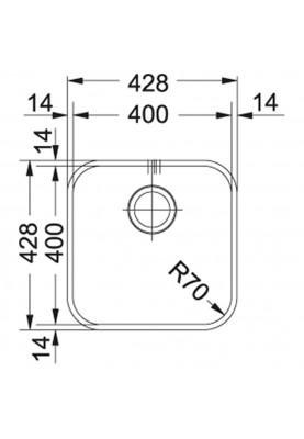 Franke Мийка кухонна SVX, нерж.сталь, квадрат, без крила, 428х428х180мм, чаша - 1, врізна, SVX 110-40, нерж поліров.