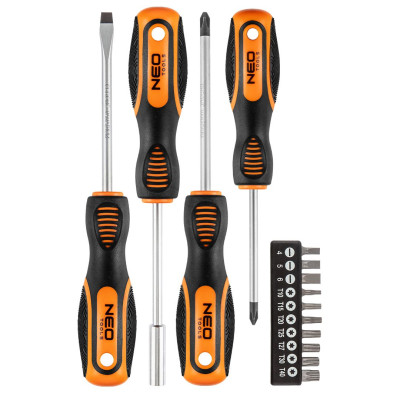 Neo Tools Викрутки, набор 14шт, 10 біт, SL, PH, Torx, сталь CrV