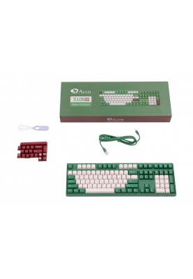 Akko Клавіатура механічна 3108 DS Matcha Red Bean 108Key, CS Pink V2, USB-A, EN/UKR, No Led, Зелений