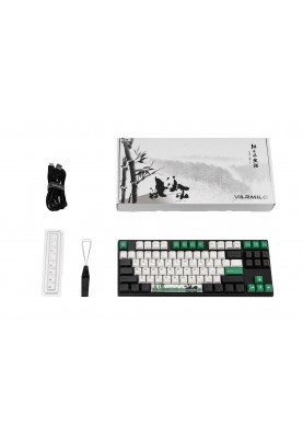 Varmilo Клавіатура механічна VEM87 Panda R2 87Key, EC V2 Sakura, USB-A, EN/UKR, White Led, Зелений