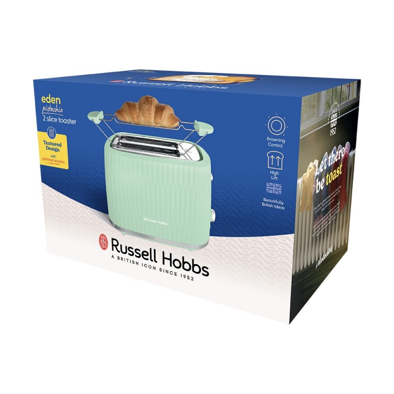 Russell Hobbs Тостер Eden 800Вт, пластик, підігрів, розморожування, фісташковий