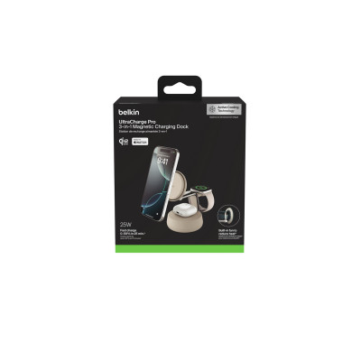 Belkin Бездротовий зарядний пристрій Belkin UltraCharge Pro 3-in-1 Magnetic Charging Dock 25Вт, Charcoal