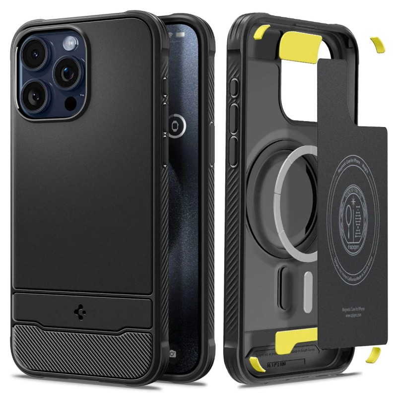 Spigen Чохол для Apple iPhone 15 Pro Rugged Armor MagFit, Matte Black