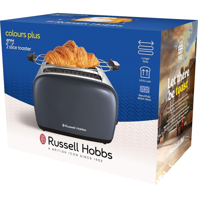 Russell Hobbs Тостер Colours Plus, 1600Вт, нержав., підігрів,разморозка, сірий