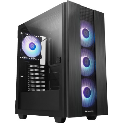 Chieftec Корпус Gaming Hunter 2 Tempered Glass Edition, без БЖ, 1xUSB3.1, 1xUSB Type-C, 4x120мм RAINBOW ARGB, VGA 320мм, LCS ready, ATX, чорний