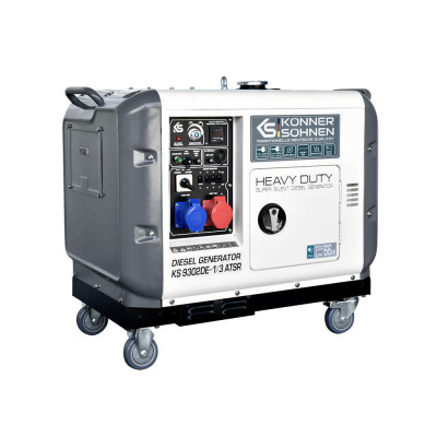 Könner & Söhnen Генератор дизельний KS 9302DE-1/3 ATSR 230/400В, 6.5/6.0кВт, 7.5/7.0кВт, 1/3Фазі, АВР(ATS), електростартер, 168кг